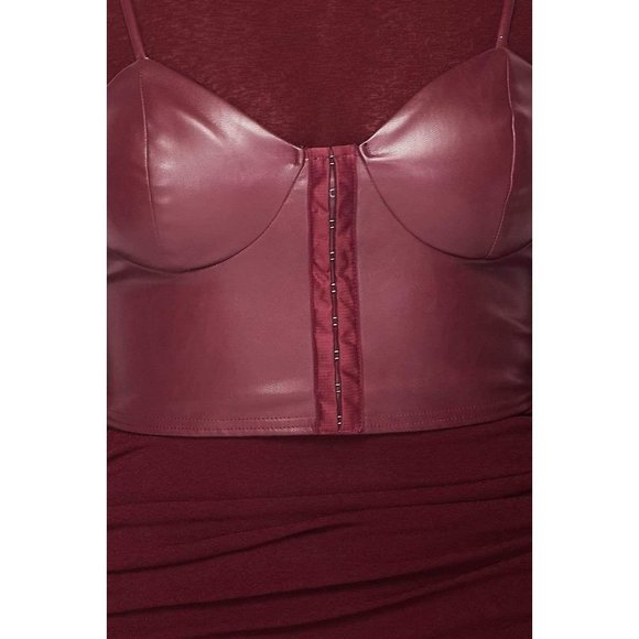Faux Leather Corset Dress-Plum - Picture 3 of 11